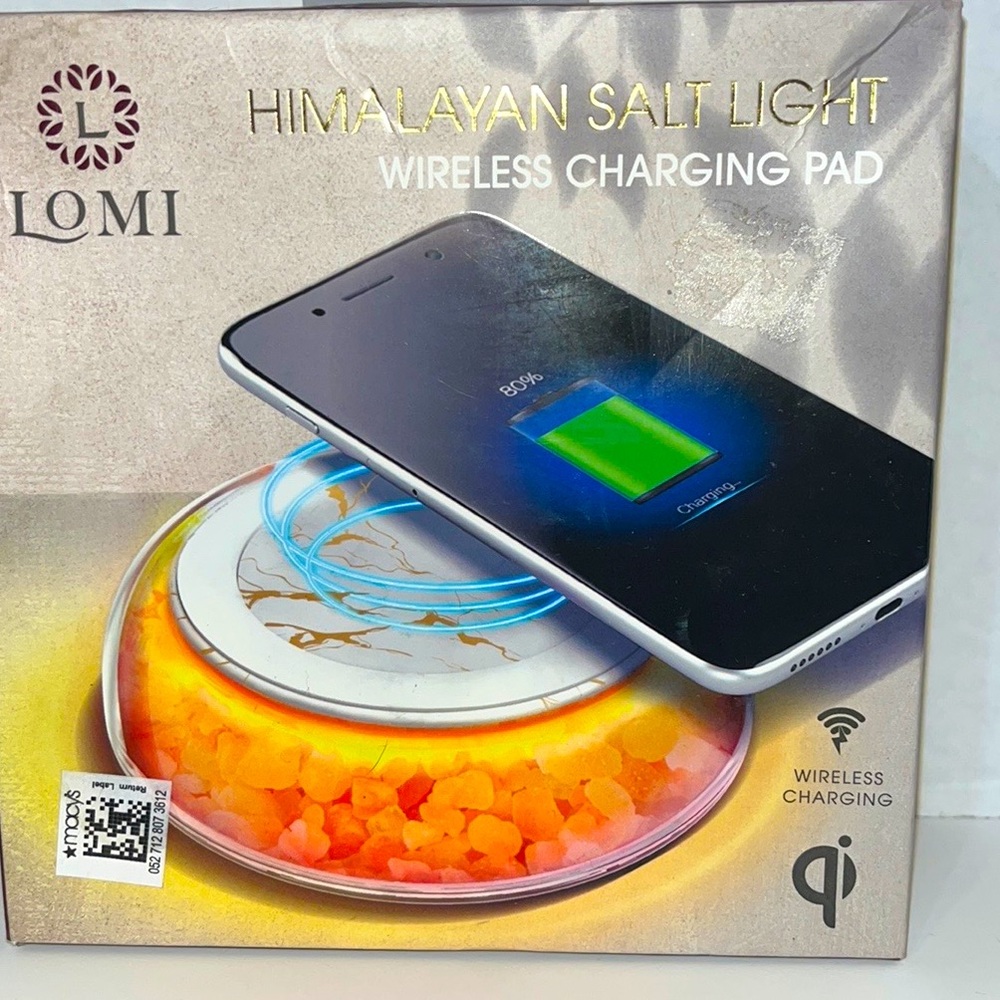 Never Been Opened.  LOMI. HYMALAYAN SALT LIGHT, wireless charging pad.